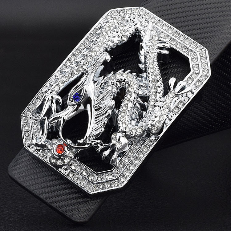 Men's Faucet Belt White Golden Smooth Buckle - Luxurious Flow
