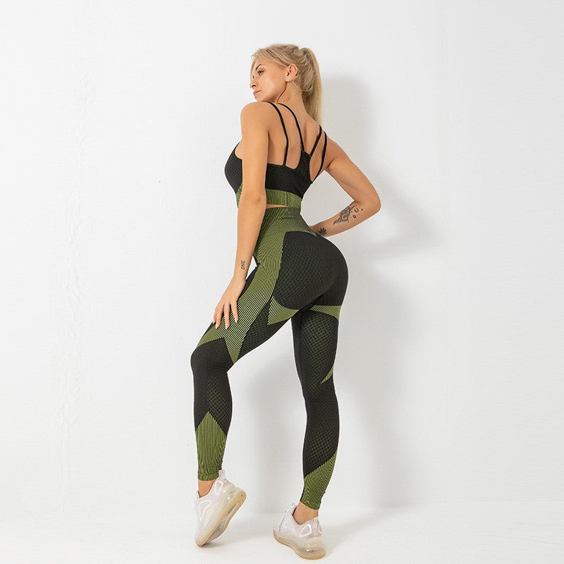 Ensemble de vêtements de Yoga Fitness à séchage rapide, sans couture, ajustés aux hanches et à l'abdomen