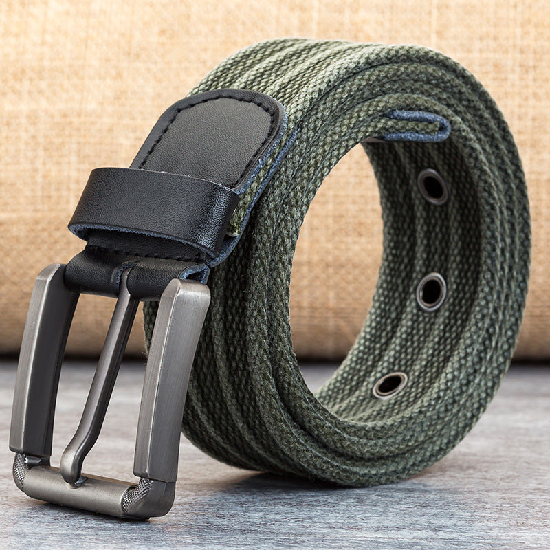 Men's Pin Buckle Polyester Woven Canvas Belt - Effortless Comfort