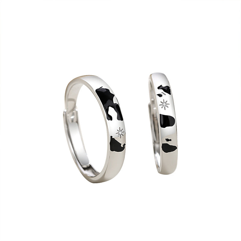 Par Ringar Sterling Silver män och kvinnor öppen mun