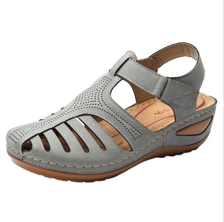 Retro-sandaler i plusstorlek för kvinnor med runda tå-sandaler