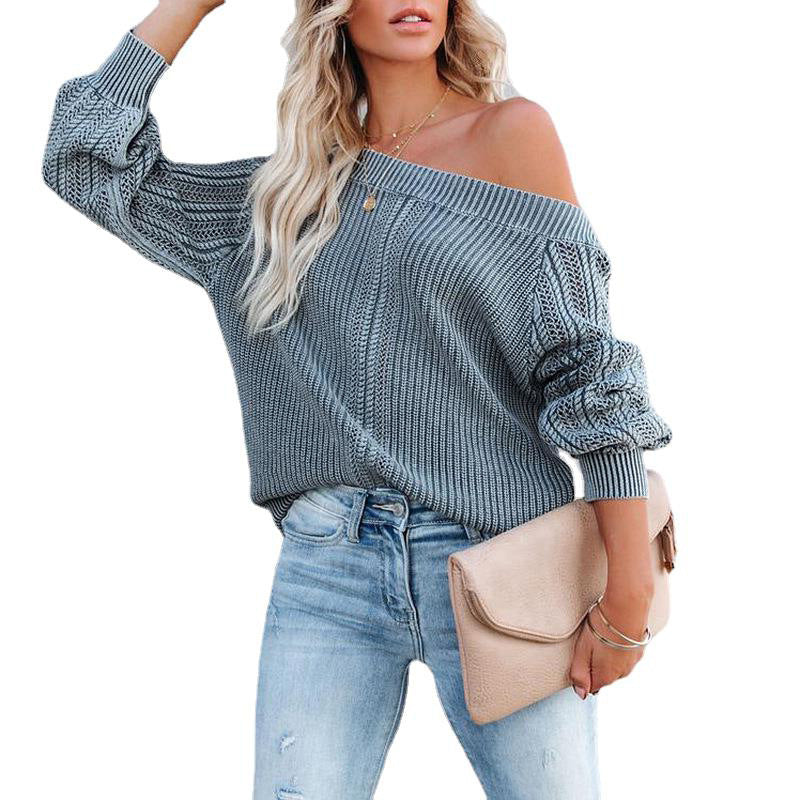 Luxurious Loose V-neck Lantern Sleeve Sweater