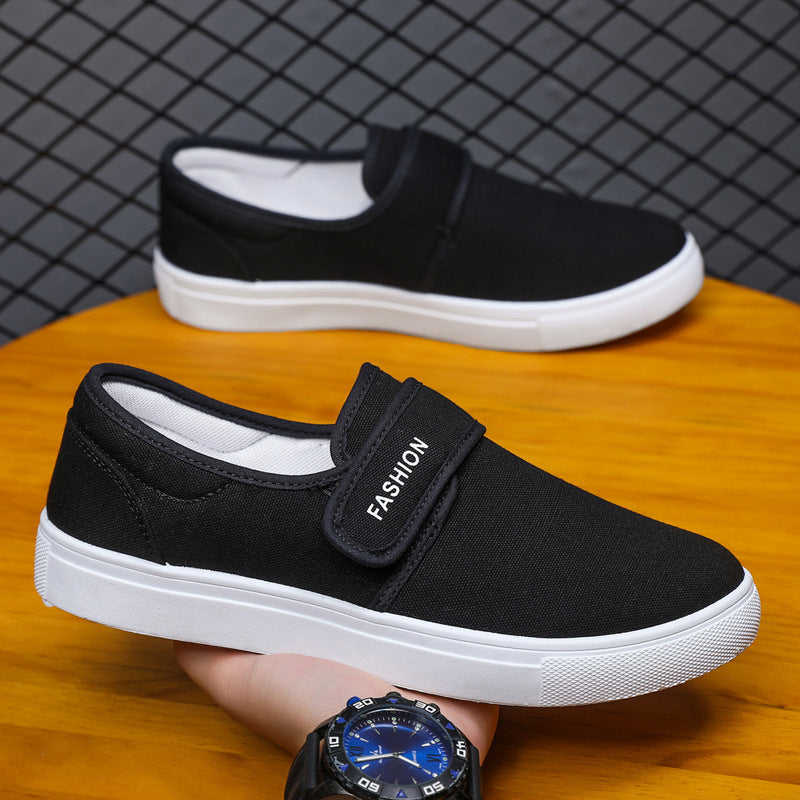Chaussures plates en toile Baskets décontractées Velcro pour hommes