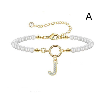 2024 Nytt Mode Toggle Lock Initial Armband Kvinnor AZ Bokstav Hänge 6mm Pärlarmband För Kvinnor Smycken Gåva