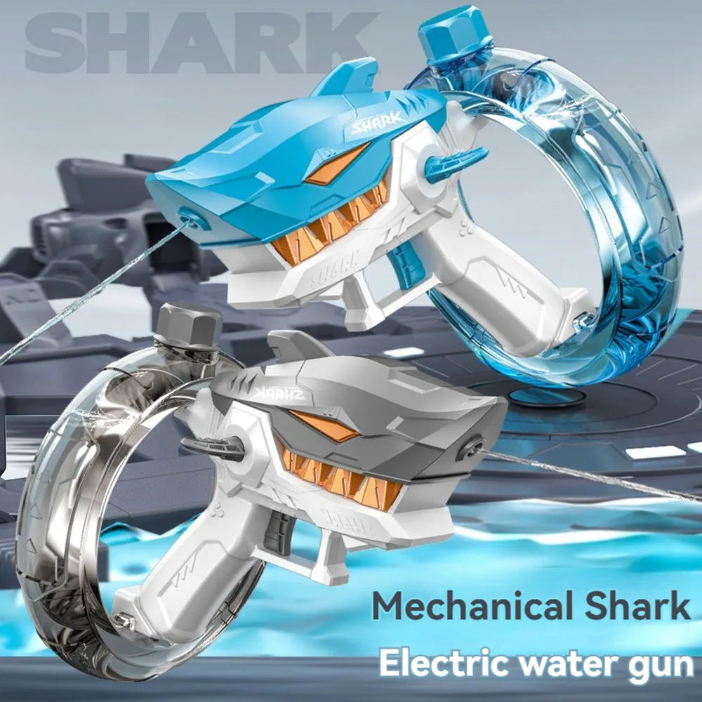 Nya Shark Electric Water Gun Leksaker Helautomatisk Kontinuerlig Brand Vatten Gun Stor Kapacitet Strand Sommar Barns vatten Leksaker