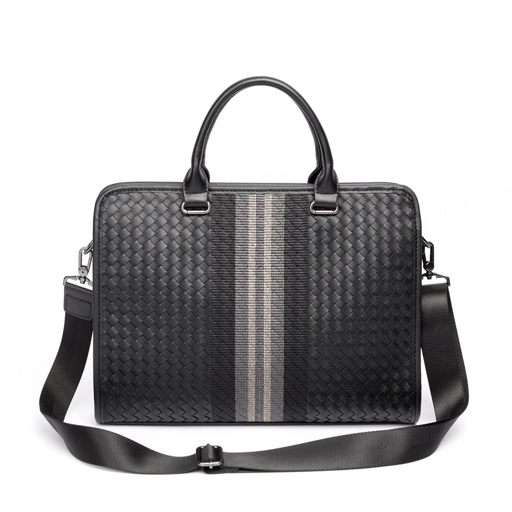Sömmar Vävd Business Casual Portfölj Herr axel Crossbody datorväska