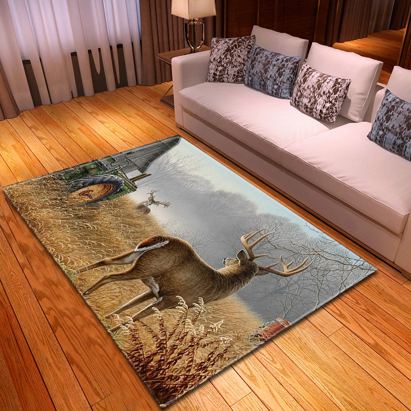 Tapis antidérapant en forme de cerf, décoration d'intérieur, grand tapis