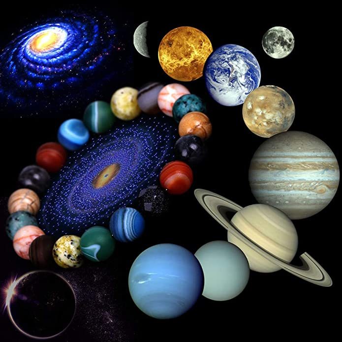 Solsystemet Åtta Sten Planet Armband Planeter Natursten Mala Pärla Strand Armband För Män Kvinnor Handgjort Universum Sol Chakra Armband Smycken