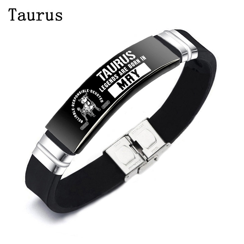 Svarta 12 stjärntecken ID-armband armband för kvinnor och män
