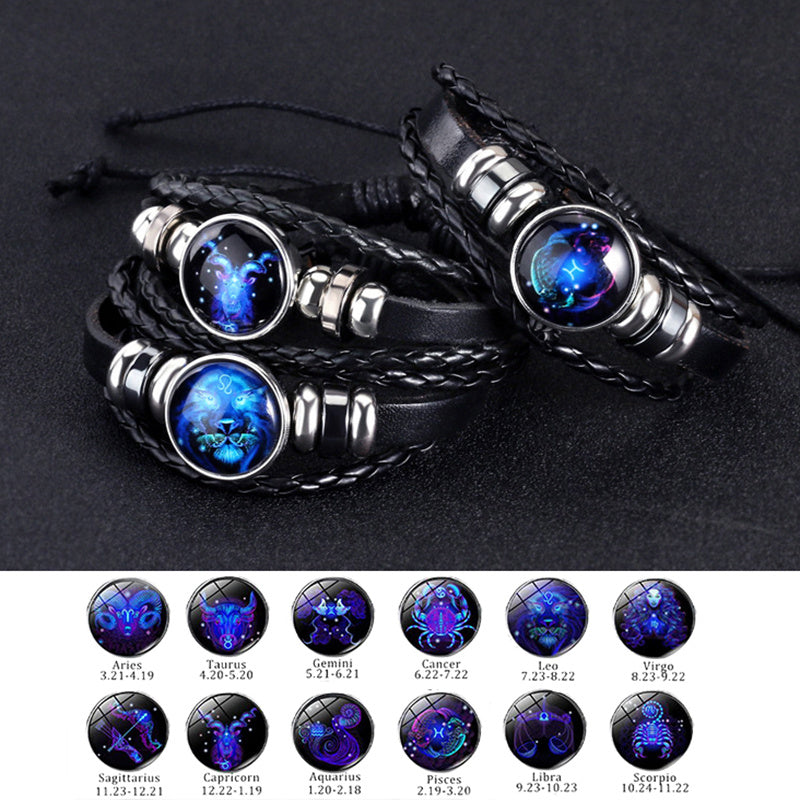 12 Constellations Luminous Armband Mode Nattlampa Punk Style Starry Sky Armband För Män Kvinnor Barn
