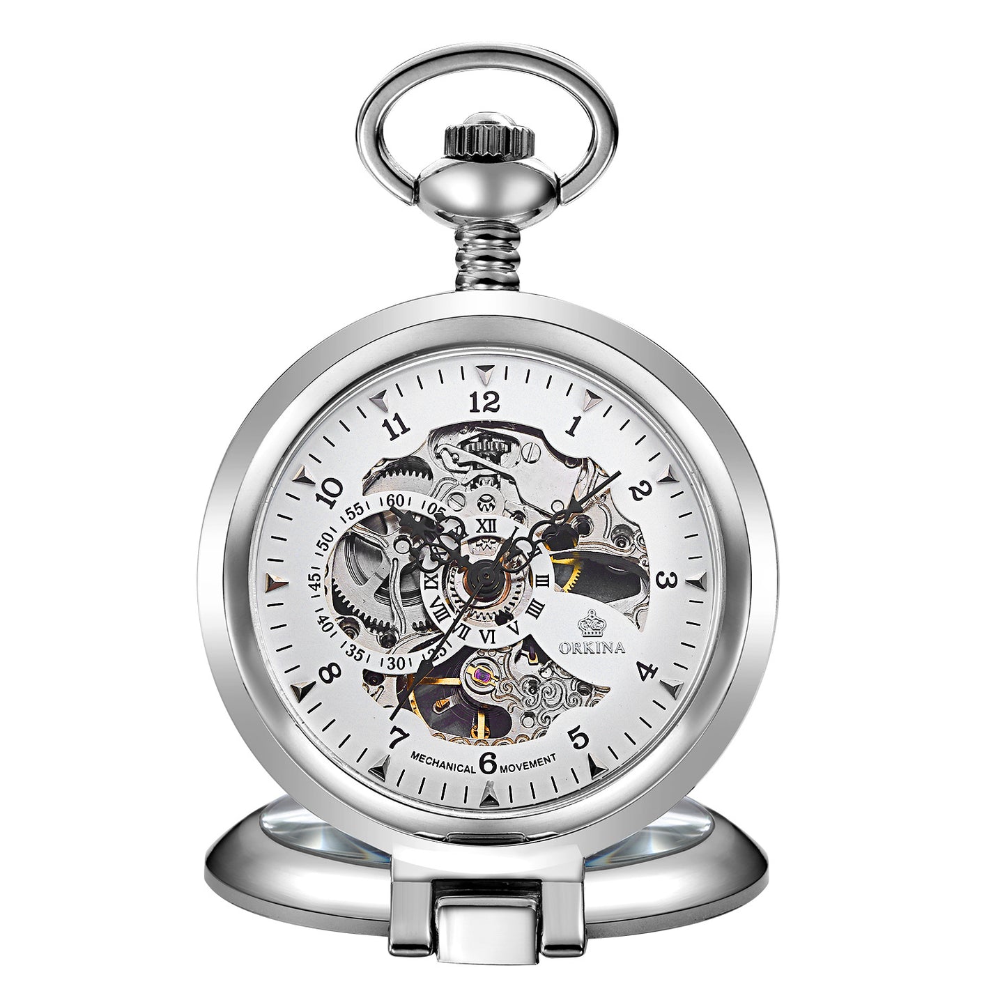 Flip Manual Mechanical Pocket Watch Roman Engraved Skeleton - Traditional Craftsmanship Elegant Precision Unique Stylish