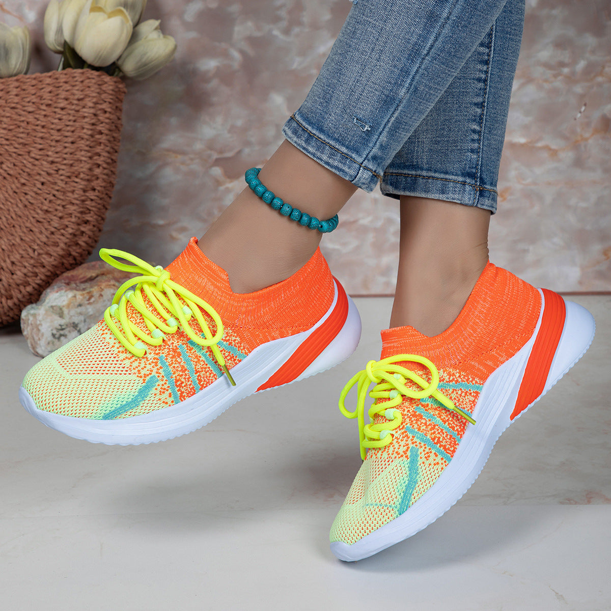 Women's Color-Matching Breathable Mesh Running Sneakers