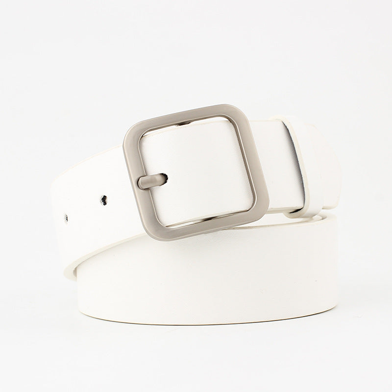 35cm Wide Retro Alloy Square Buckle Belt - Maximum Impact
