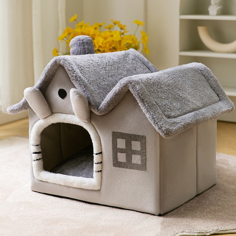 Hopfällbart hundhus Husdjur Kattsäng Vinter Hundvilla Sleep Kennel Avtagbart bo Varmsluten grottsoffa Husdjurstillbehör