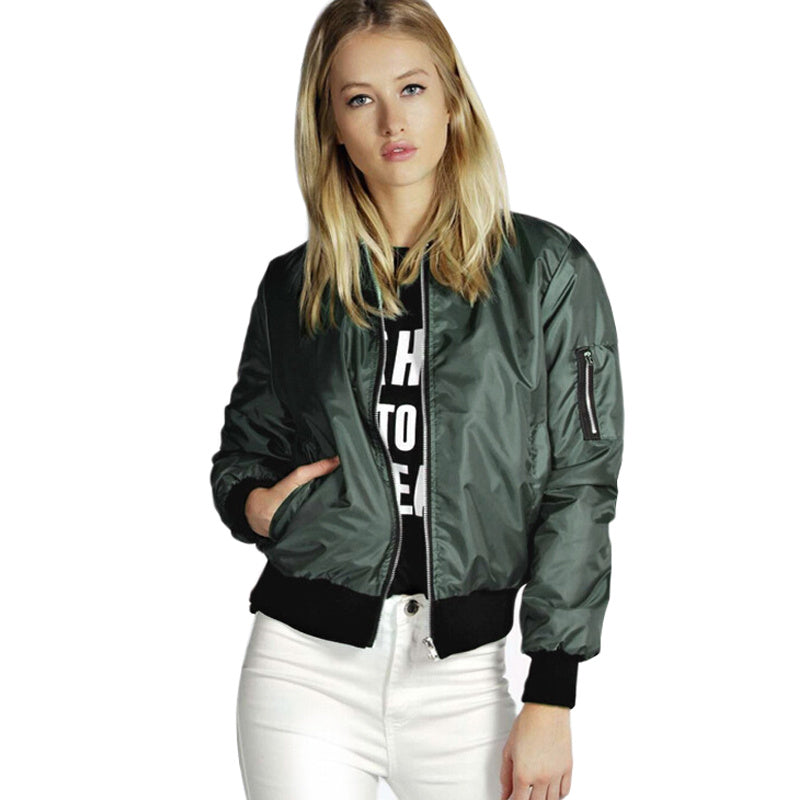 Couleur unie style court col vertical loisirs veste à glissière veste veste veste veste