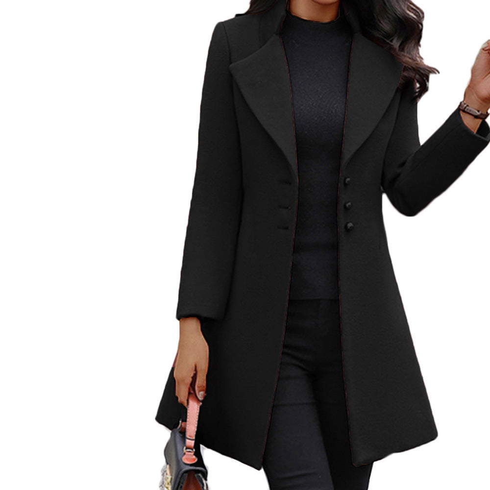 Manteau d'hiver à simple boutonnage et revers