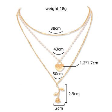 Personality, creativity, love, roses, lovers, multi-layer necklaces, women