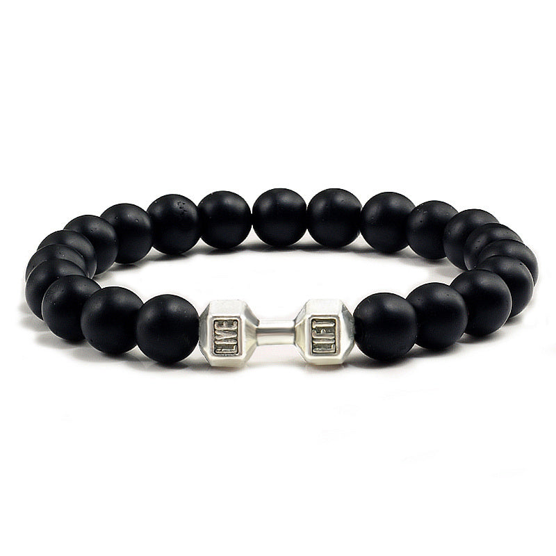 Herrsmycken Legering Metall Skivstång & Lavastenpärlor Fitness Mode Hantelarmband