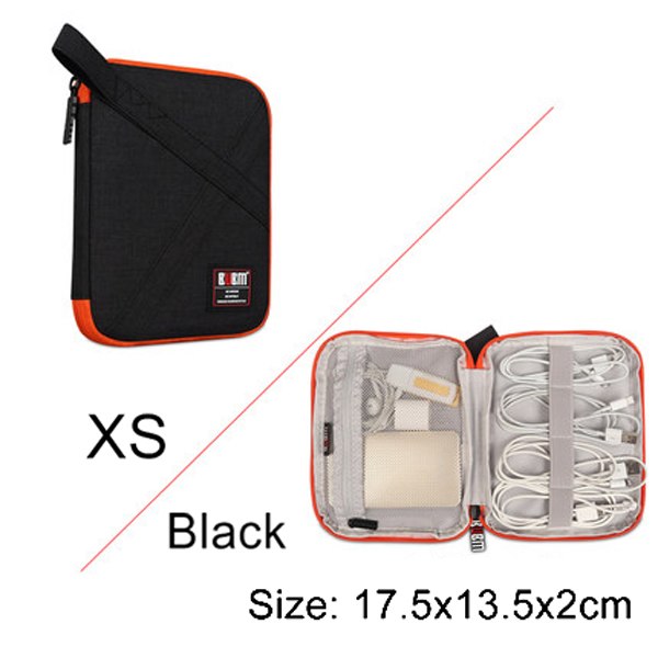 Kompatibel med Apple, BUBM Travel Universal Cable Organizer Elektroniktillbehör Fodral Gadgetväska för USB, telefon, laddare och kabel, Passar för ipad