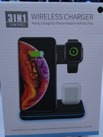 3-in-1 Wireless Charger Stand - Compatible with Phone, Watch & AirPods