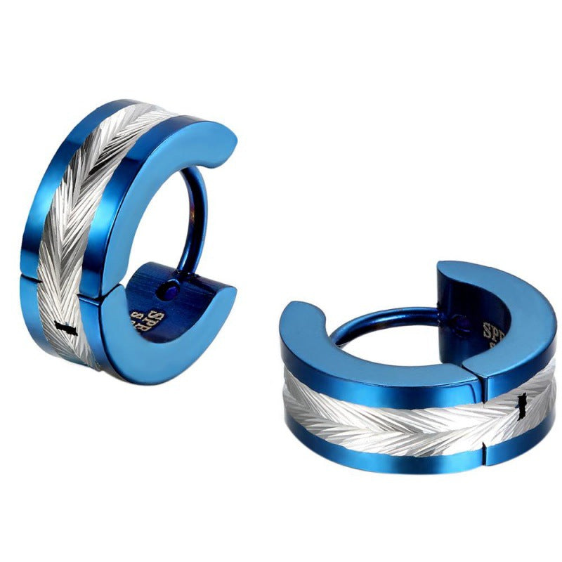 Boucle d'oreille en acier inoxydable et titane pour hommes, Clip d'oreille, couleur électrique, salle de mode européenne et américaine
