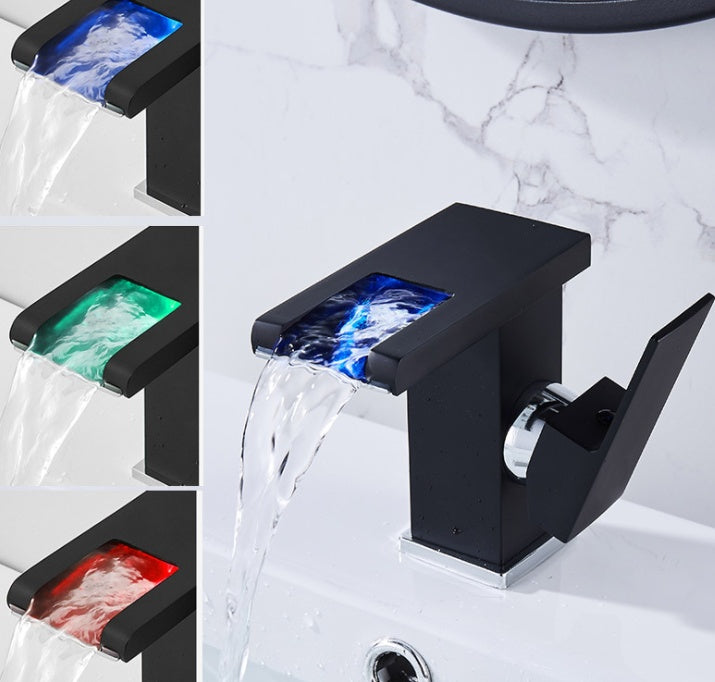 Illuminated Waterfall Bathroom Basin Faucet
