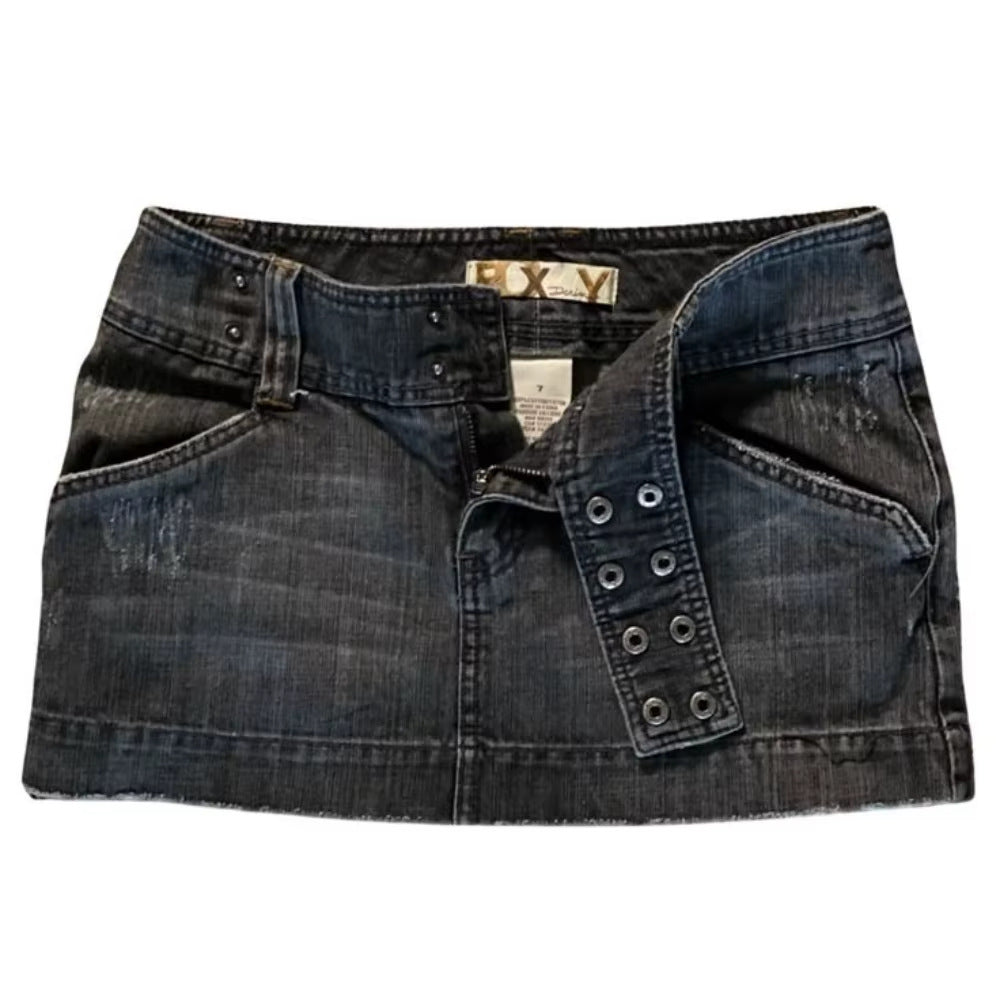 C it all Low-Rise Slim Fit Denim Skirt – Black