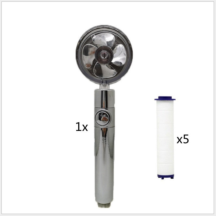 Pommeau de douche à hélice avec bouton d'arrêt et filtre en coton, buse de douche à main haute pression turbocompressée