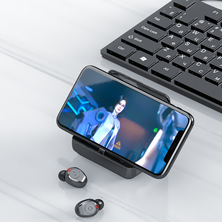 Multifunktions Bluetooth-headset Binaural Movement Power Bank Telefonsupport