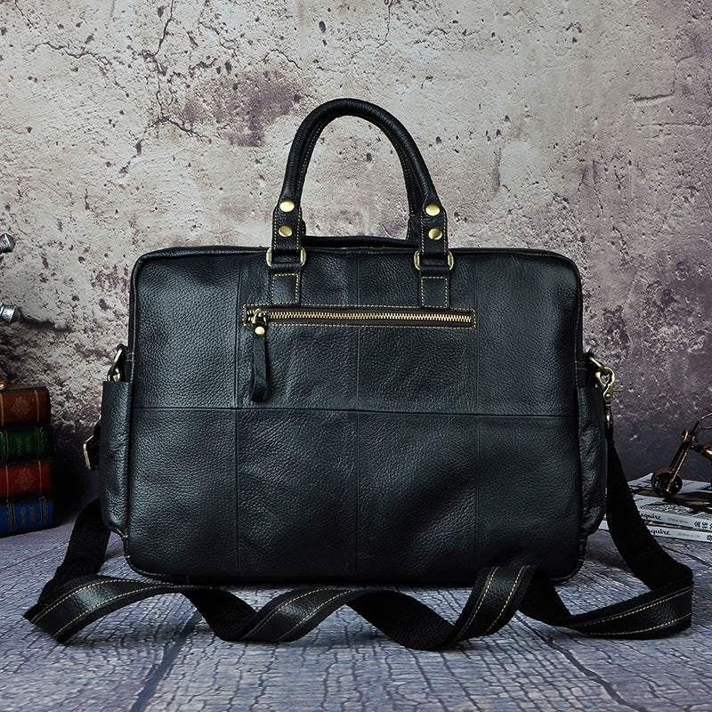 Porte-documents de grande capacité de 16 pouces pour hommes en cuir de vache première couche