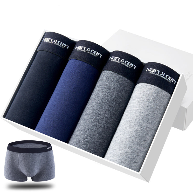 Herr enfärgade boxershorts i bomull, sexiga shorts