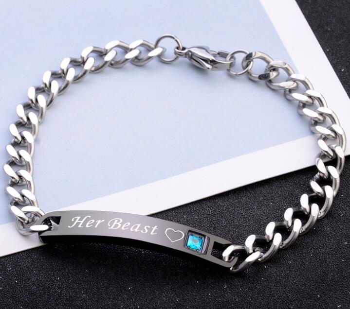 Hans drottning hennes kung svart roséguldfärgad damkedja kristallpararmband