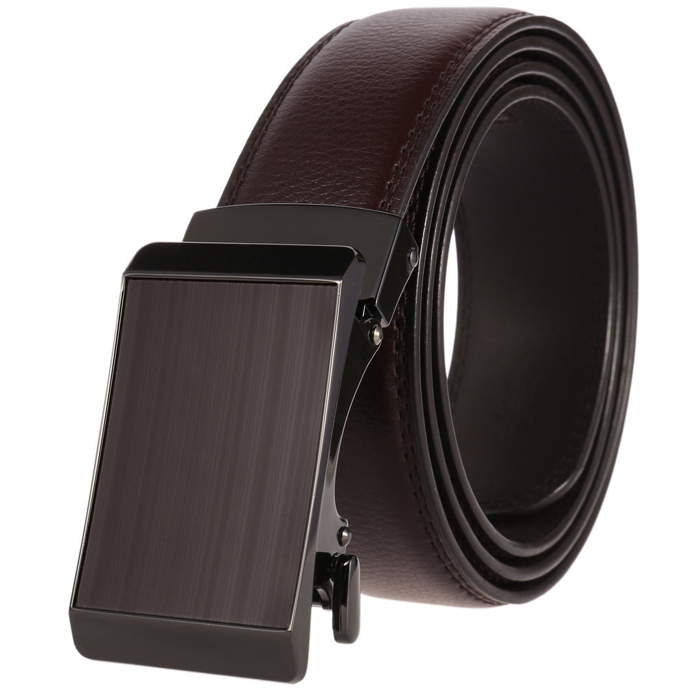 Men's Cowhide Alloy Automatic Buckle Business Casual Pant Belt - Effortless Professional