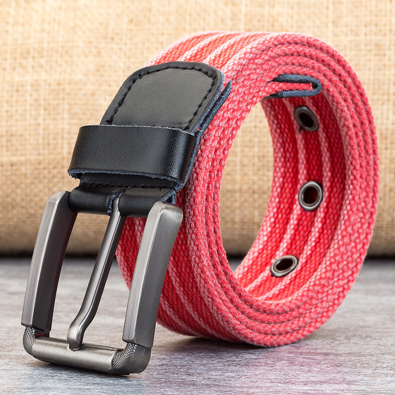 Men's Pin Buckle Polyester Woven Canvas Belt - Effortless Comfort