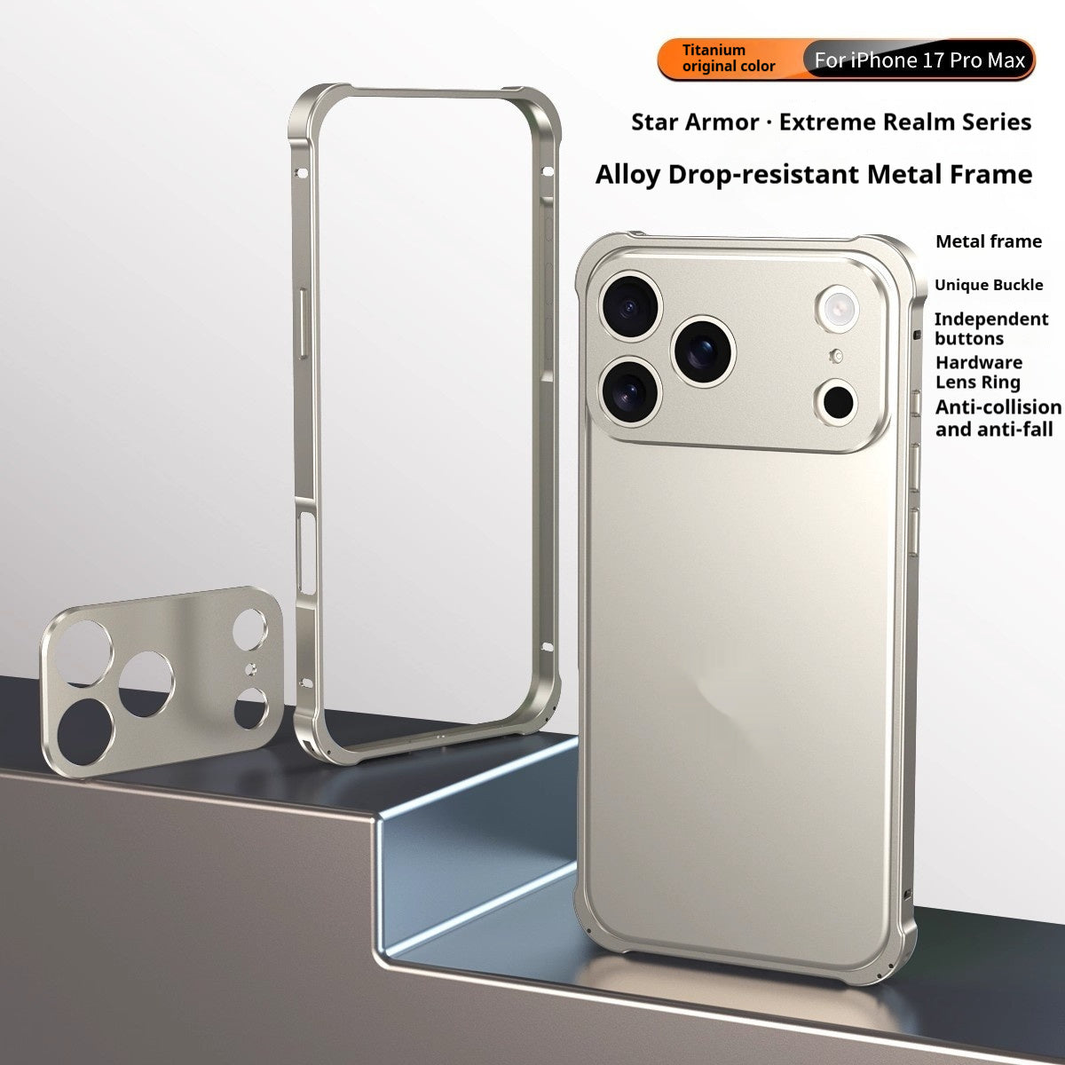 Mobile Phone Case With Seahorse Buckle And Four Corner Anti Drop Metal Frame