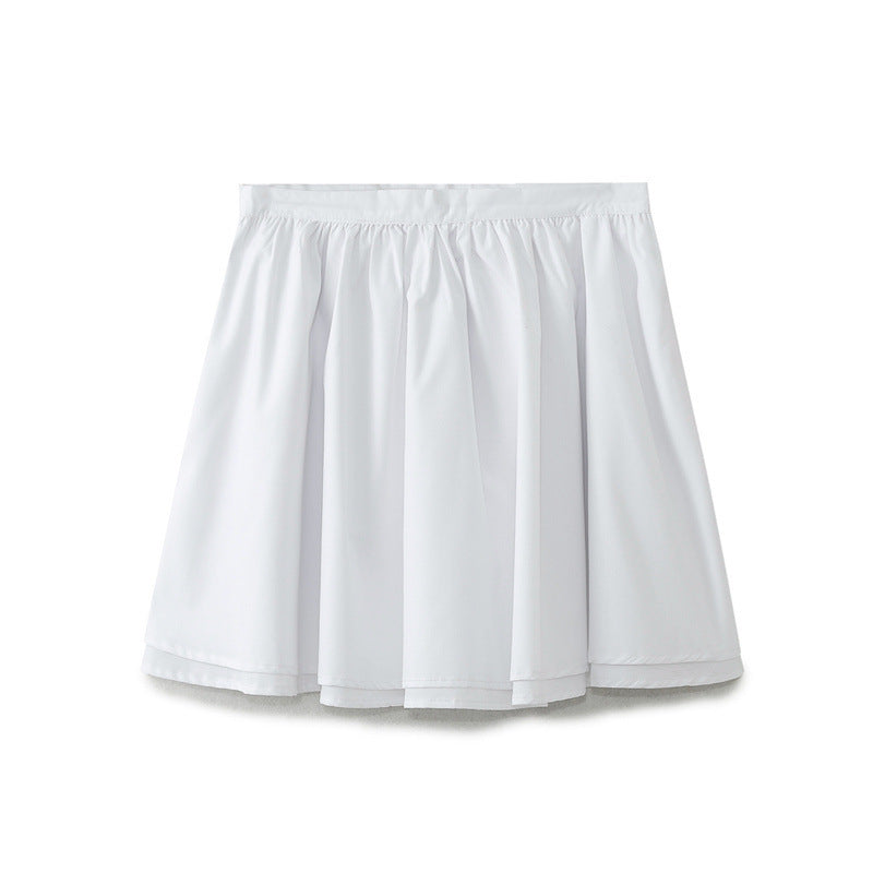 Professional European American Solid Color A-Line Skirt - Polyester High-Waisted (Picture Color, XS-L, College Style)