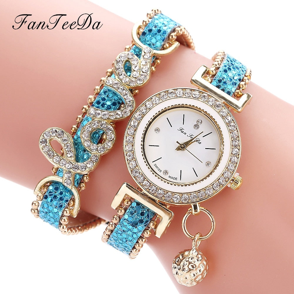 FanTeeDa marque femmes Bracelet montres dames montre strass horloge femmes mode robe montre-Bracelet Relogio Feminino cadeau