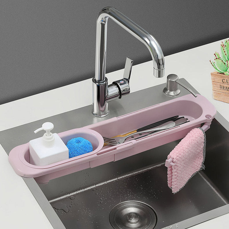 Telescopic Sink Rack Soap Sponge Holder Kitchen Dish Organizer Adjustable Basin Drainer Rack Storage Basket Kitchen Accessories