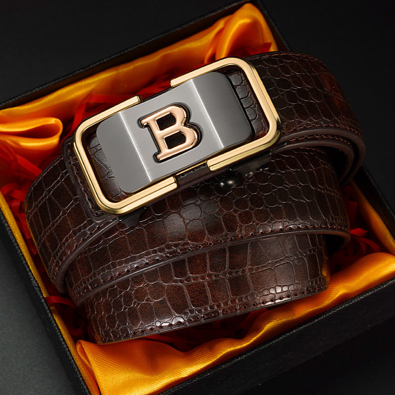 Automatic Buckle Genuine Leather Belt for Middle-Aged and Young People - Universal Appeal
