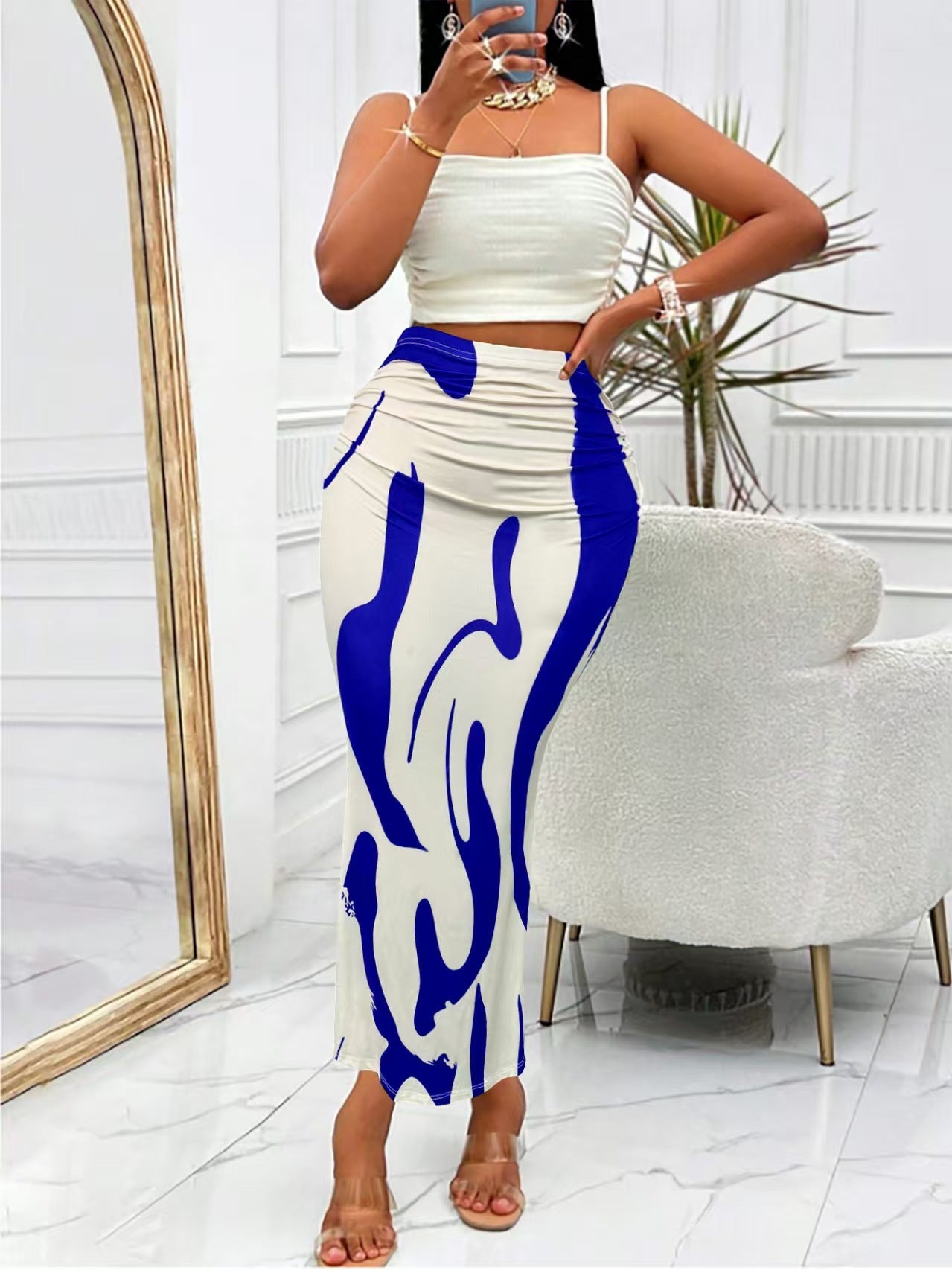 Professional European American Zebra Pattern Slimming Hip Skirt - Polyester Design (14 Colors, S-XL, Temperament Commute)