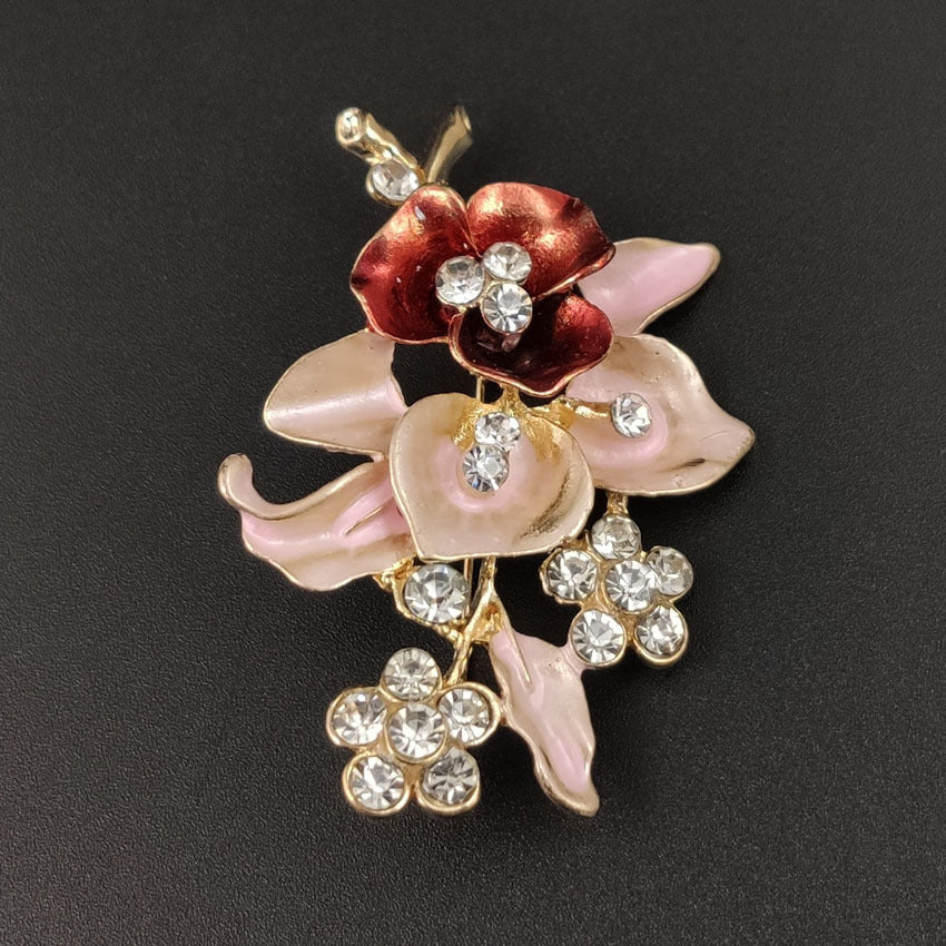 Diamond Flower Corsage Brosch Handgjord Oil Drip Brosch Collar Pin