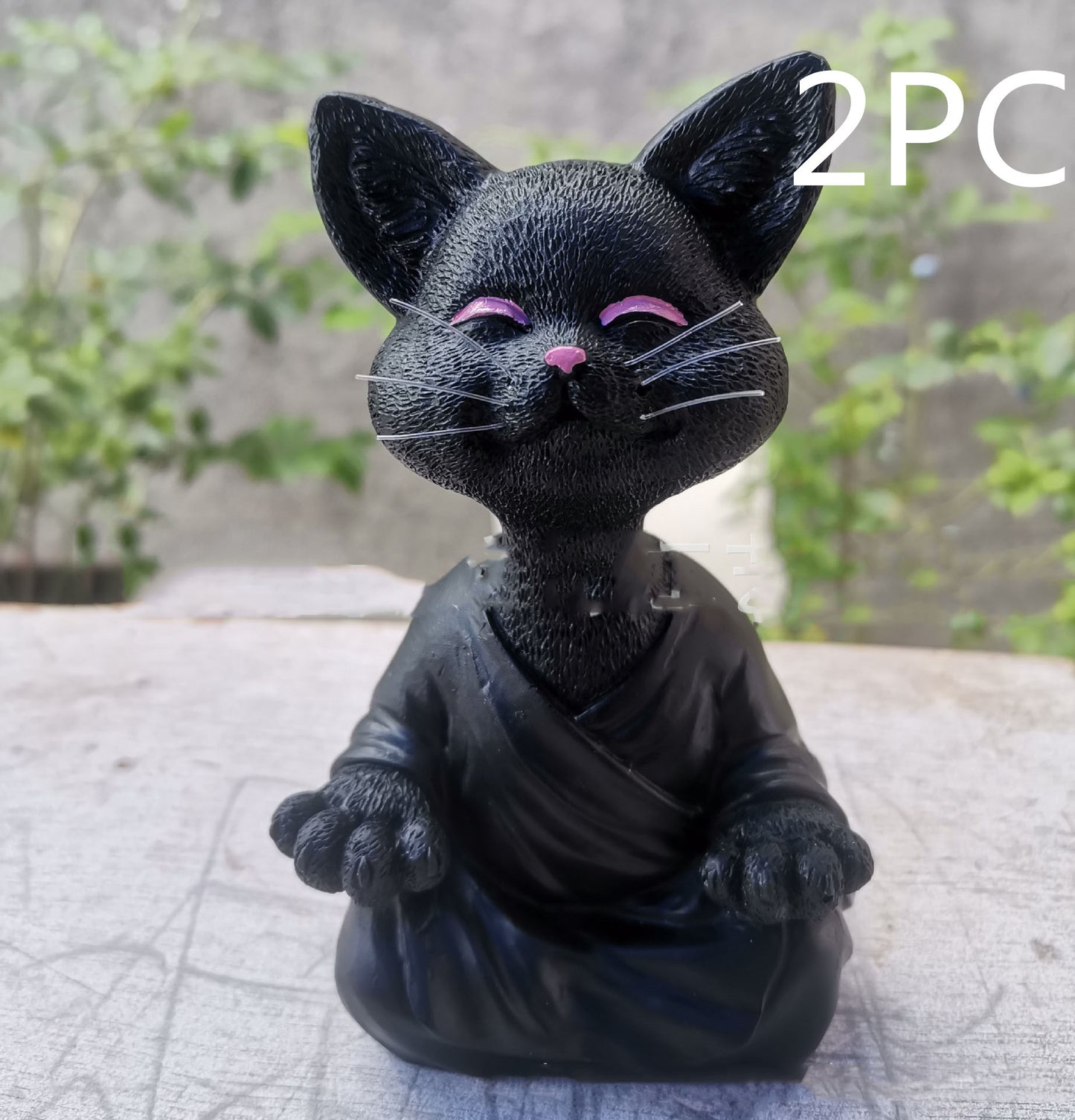 Sunday Meditation - Whimsical Black Buddha Cat Figurine