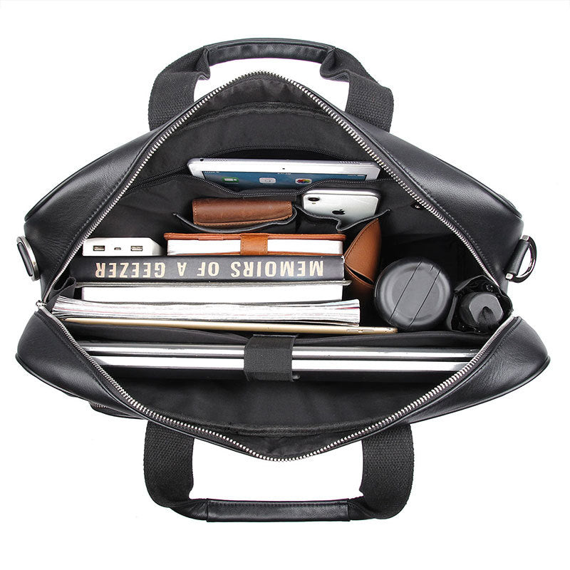 Nouvelle mallette d'affaires en cuir première couche de peau de vache sac pour hommes en cuir Nappa 17 pouces pochette d'ordinateur