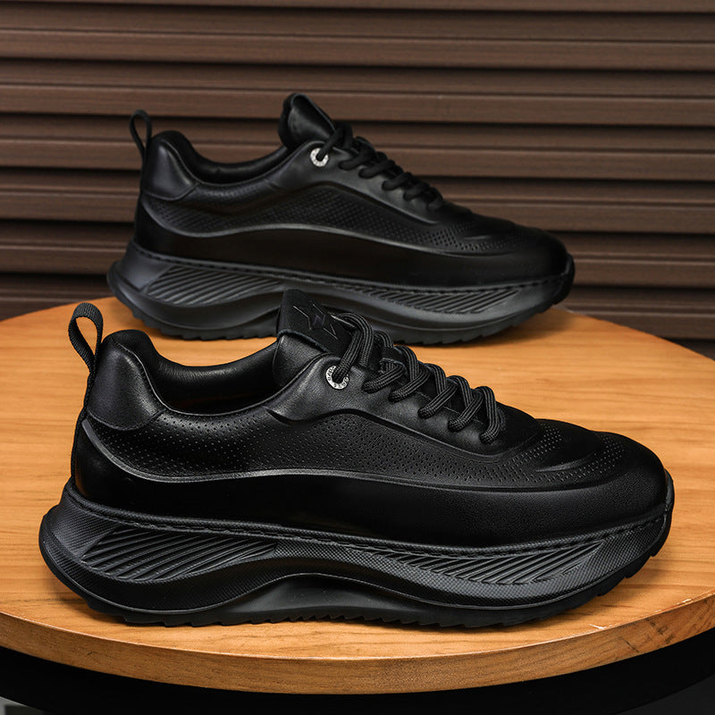Herrskor med tjock sula, casual, andningsbara sneakers, snörning, pappaskor, pojke