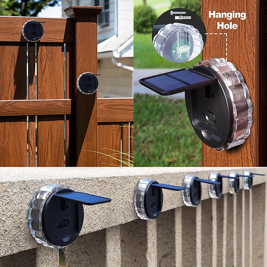 Éclairage de clôture de jardin applique murale solaire décor à la maison lampe solaire ronde Led