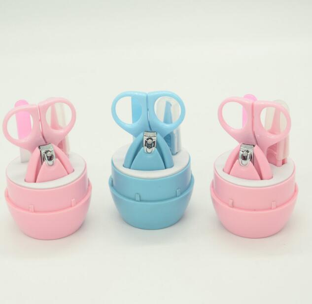 Baby Nail Care Set - 4 Pieces - Plastic + Metal - 3 Colors - Ergonomic Design - Scissors Clippers Tweezers File