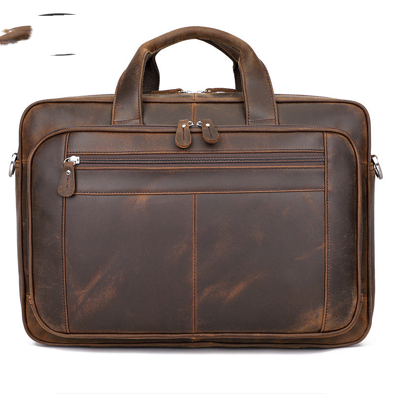 Sac à main en cuir Crazy Horse pour hommes, Vintage, grande entreprise