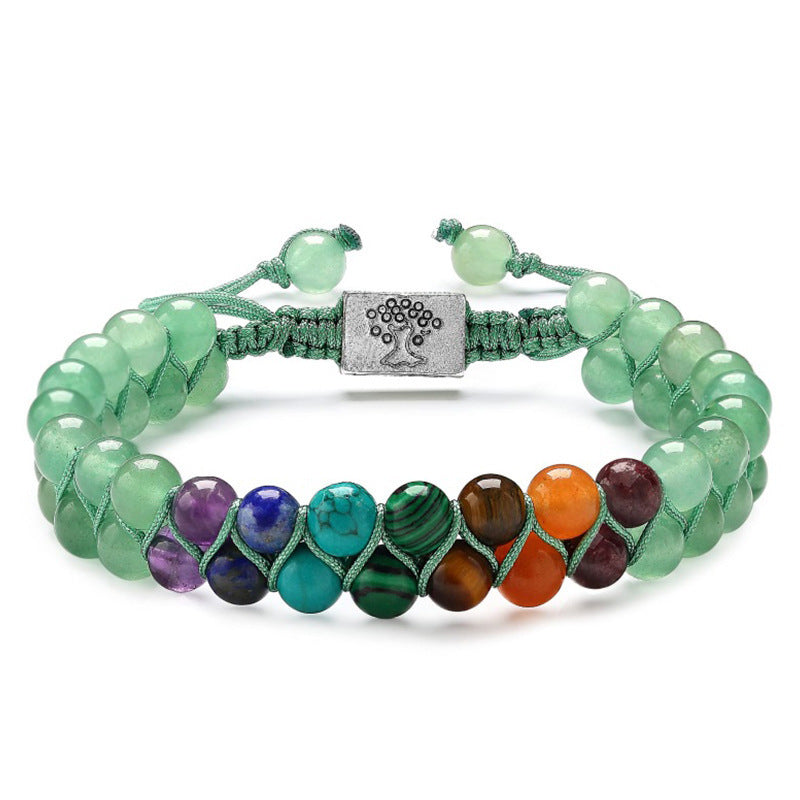 Modesmycken 6mm 7 Chakra Stenpärla Yoga Meditation Armband Läkande Kristall Dubbelskikt Naturlig Ädelsten Pärlstav Ångest Armband För Kvinnor