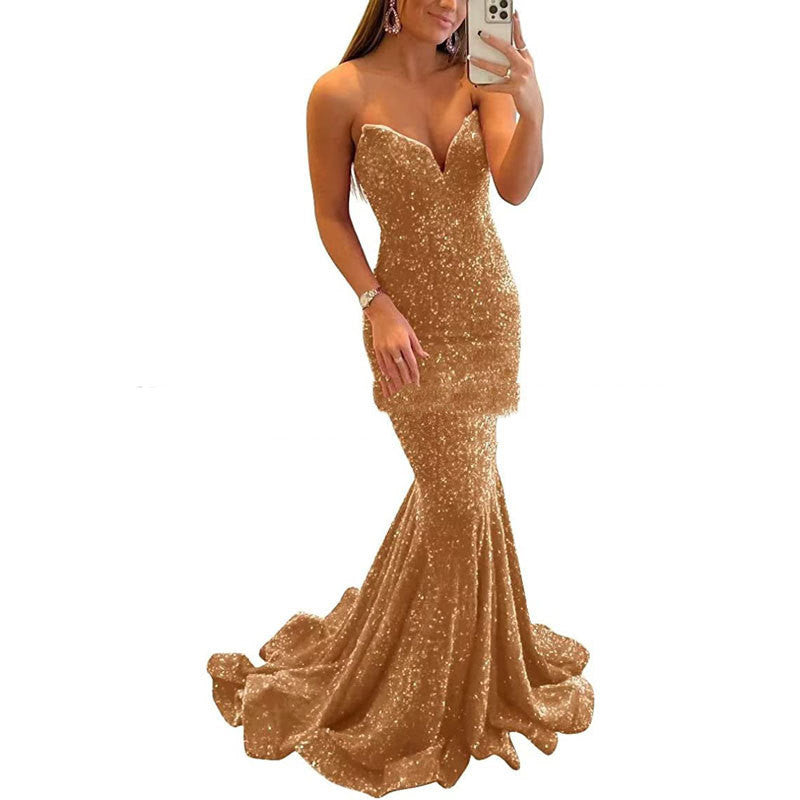 Robes de soirée à paillettes pour femmes, longues robes de bal formelles