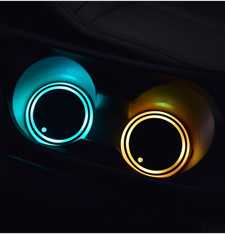 Porte-gobelet coloré, dessous de verre lumineux LED, chargeur solaire et USB, antidérapant, lumière ambiante pour voiture automatiquement